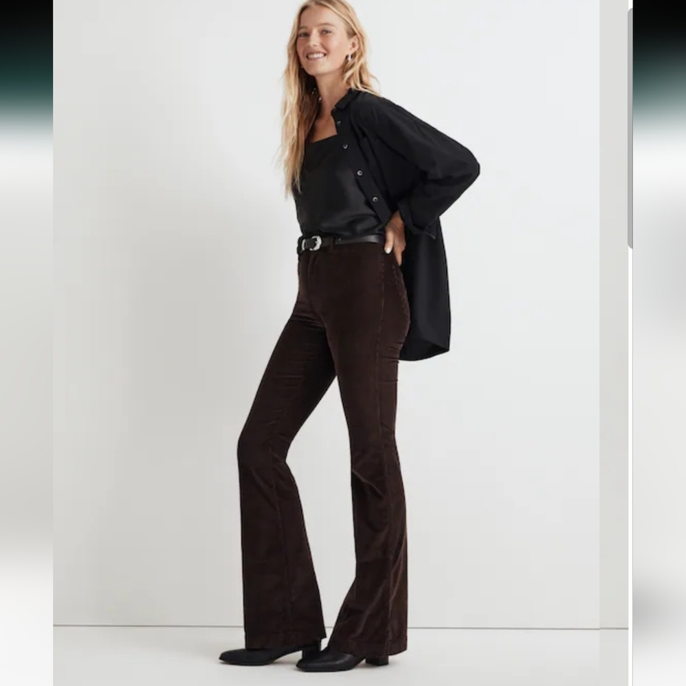 Madewell The Perfect Vintage Flare Pants Brown Corduroy Womens Size 31 Soft